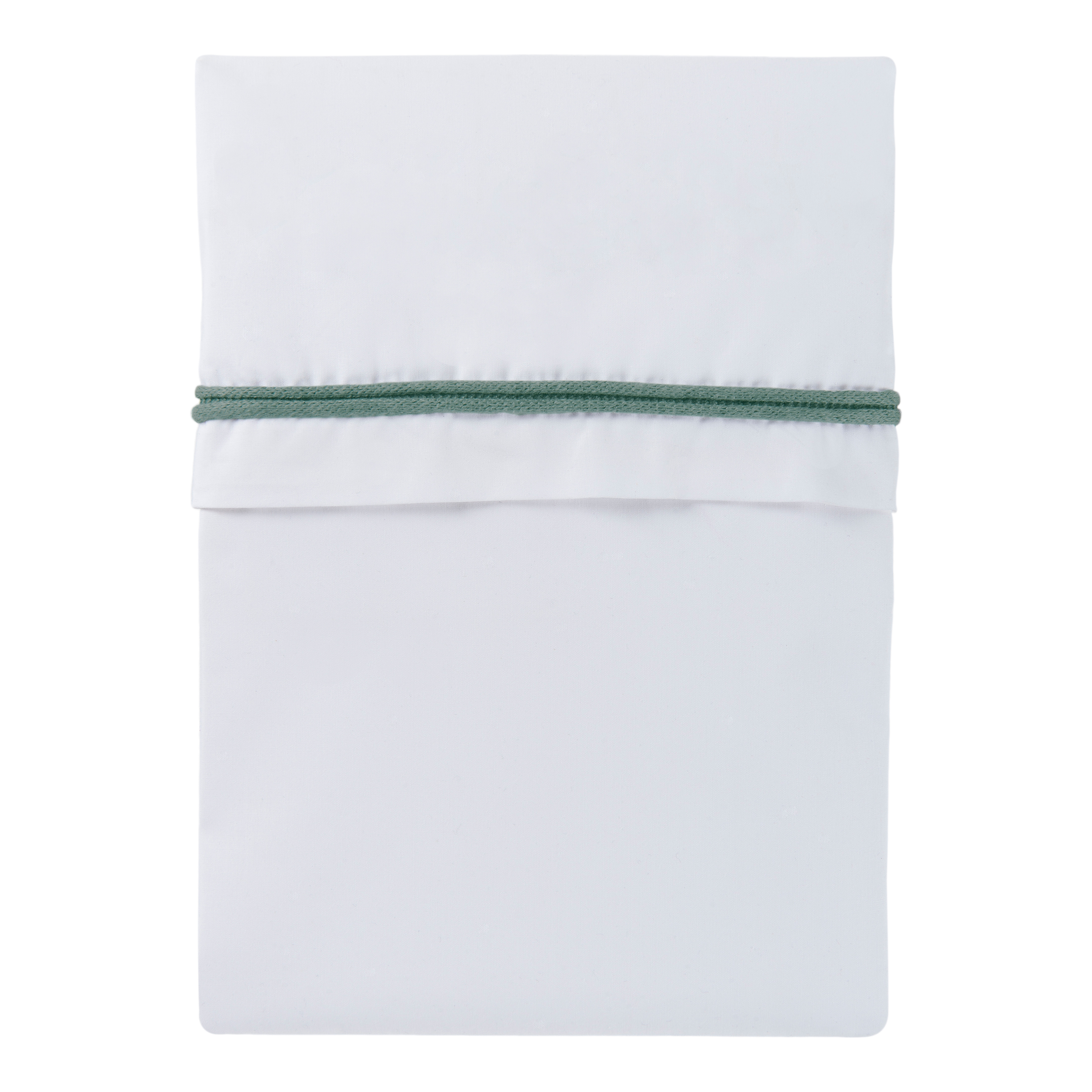 Drap lit bébé ruban tricoté stonegreen/blanc